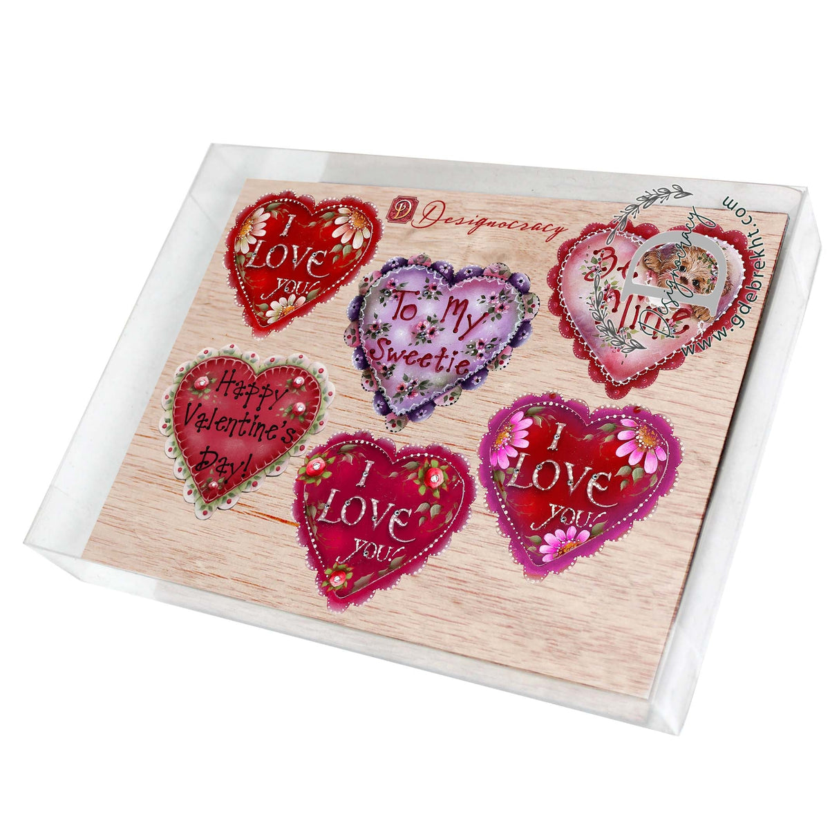 Hearts of Love Decorative Wooden Magnets Set of 6 - Family Love Decor - 8090128G-S6