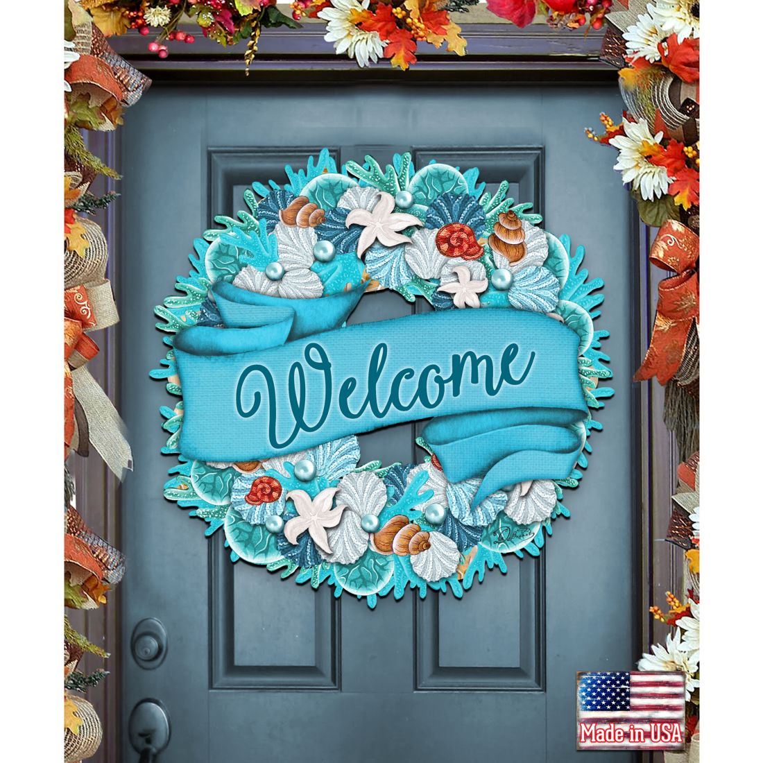 Coastal Holiday Door Wreath by G. DeBrekht - Coastal Holiday Decor - 8185306-2H