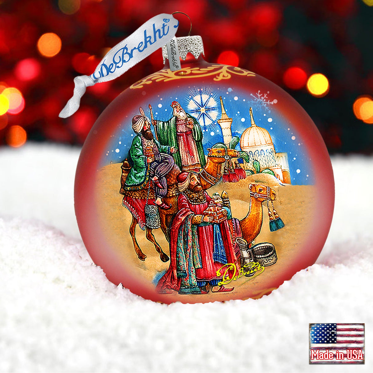 Three Kings Ball Glass Ornament by G. DeBrekht - Nativity Holiday Décor - 73551