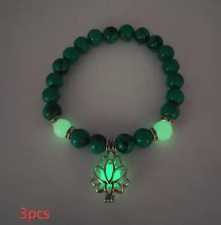 Energy Luminous Lotus Natural Stone Bracelet Yoga Healing Luminous Glow In The Dark Charm Beads Bracelet For Men Women Prayer Buddhism - Lootquake