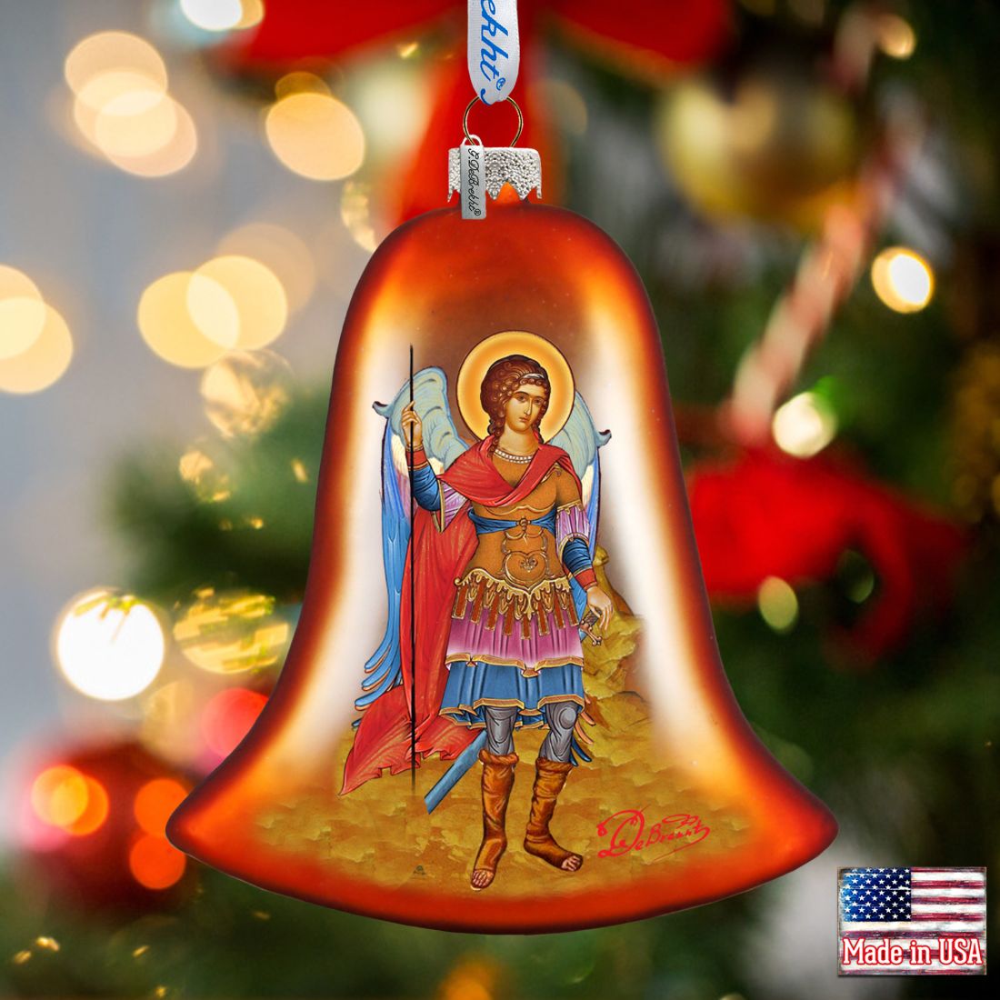 Saint Michael Bell Glass Ornament by G. DeBrekht - Christmas Decor - 752-037