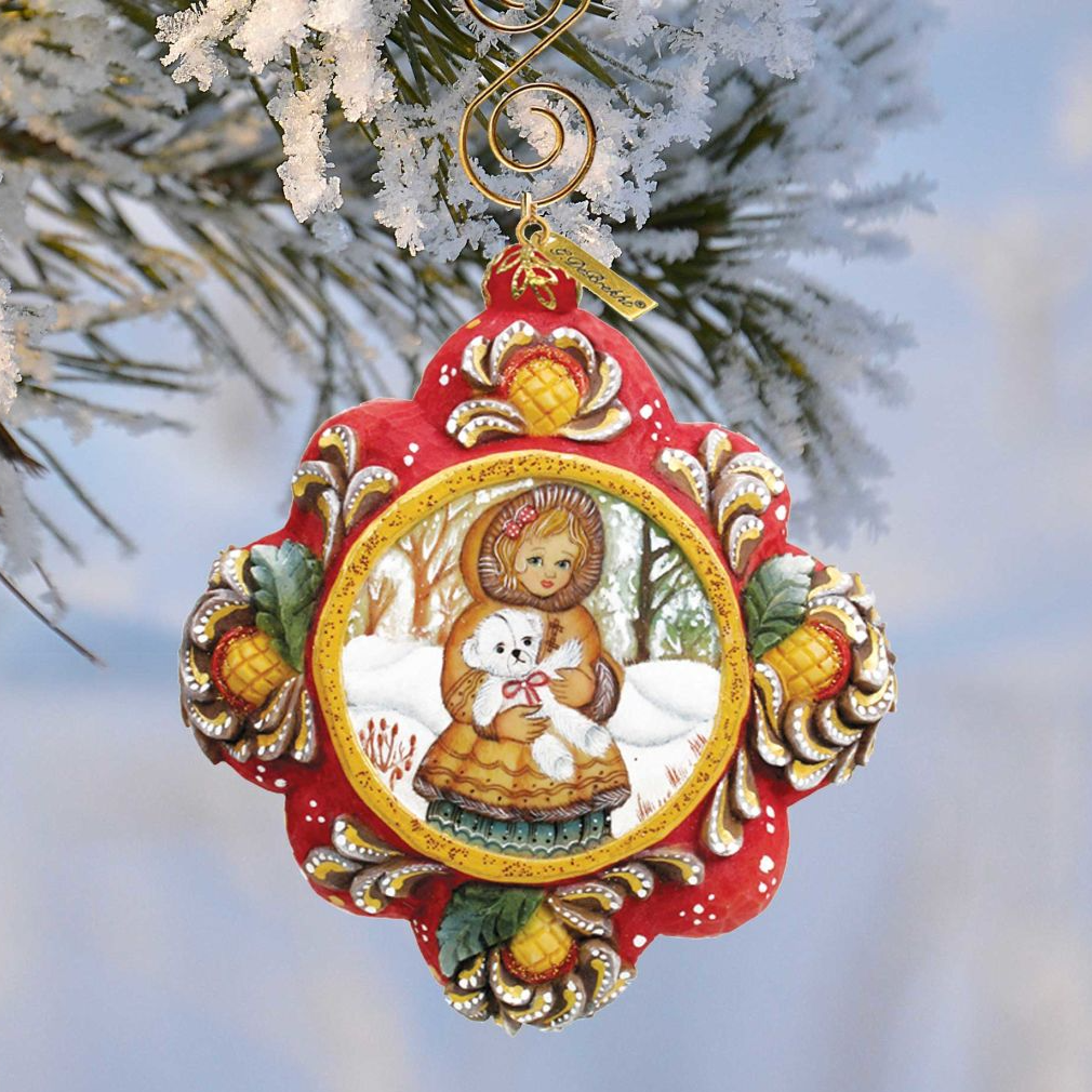 Teddy Bear Girl Treasured Memories Sculpted Hand-Painted Christmas Ornament by G. DeBrekht - Christmas Decor - 6102521