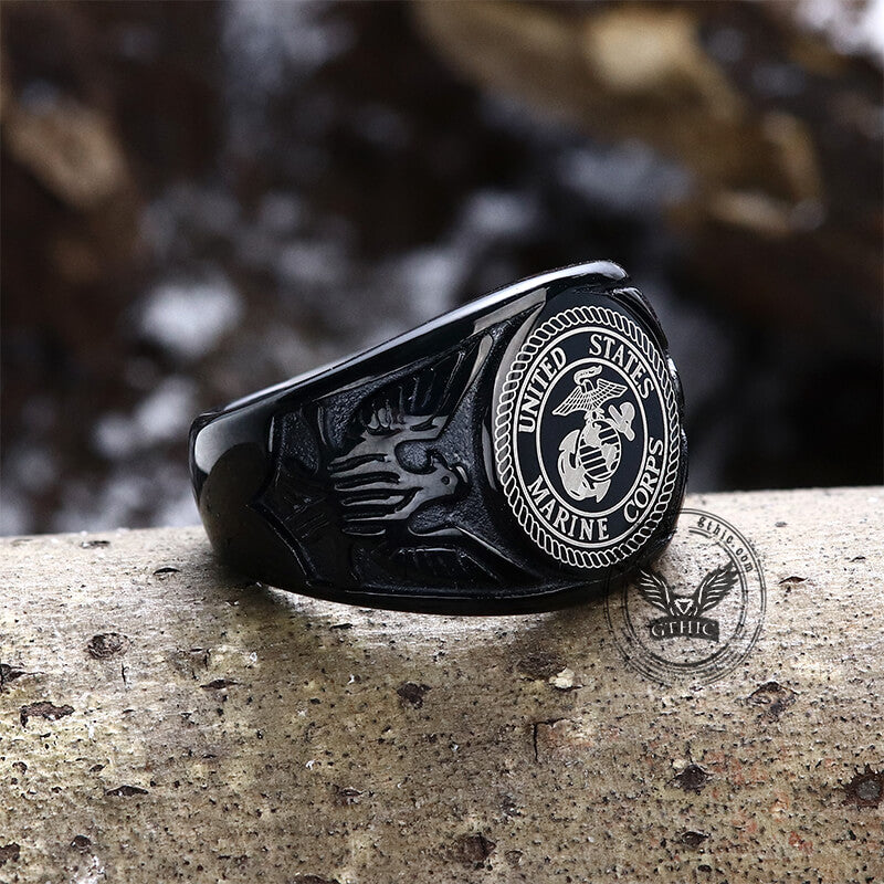 Eagle Globe Stainless Steel Marine Ring