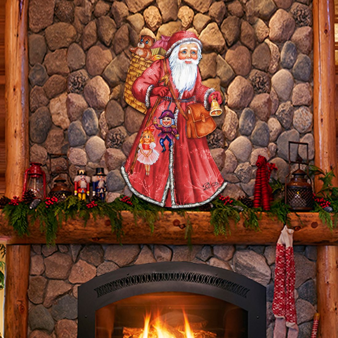 Decoración navideña para puerta de San Nicolás por G. DeBrekht - Decoración navideña de Papá Noel y muñeco de nieve - 8124120H