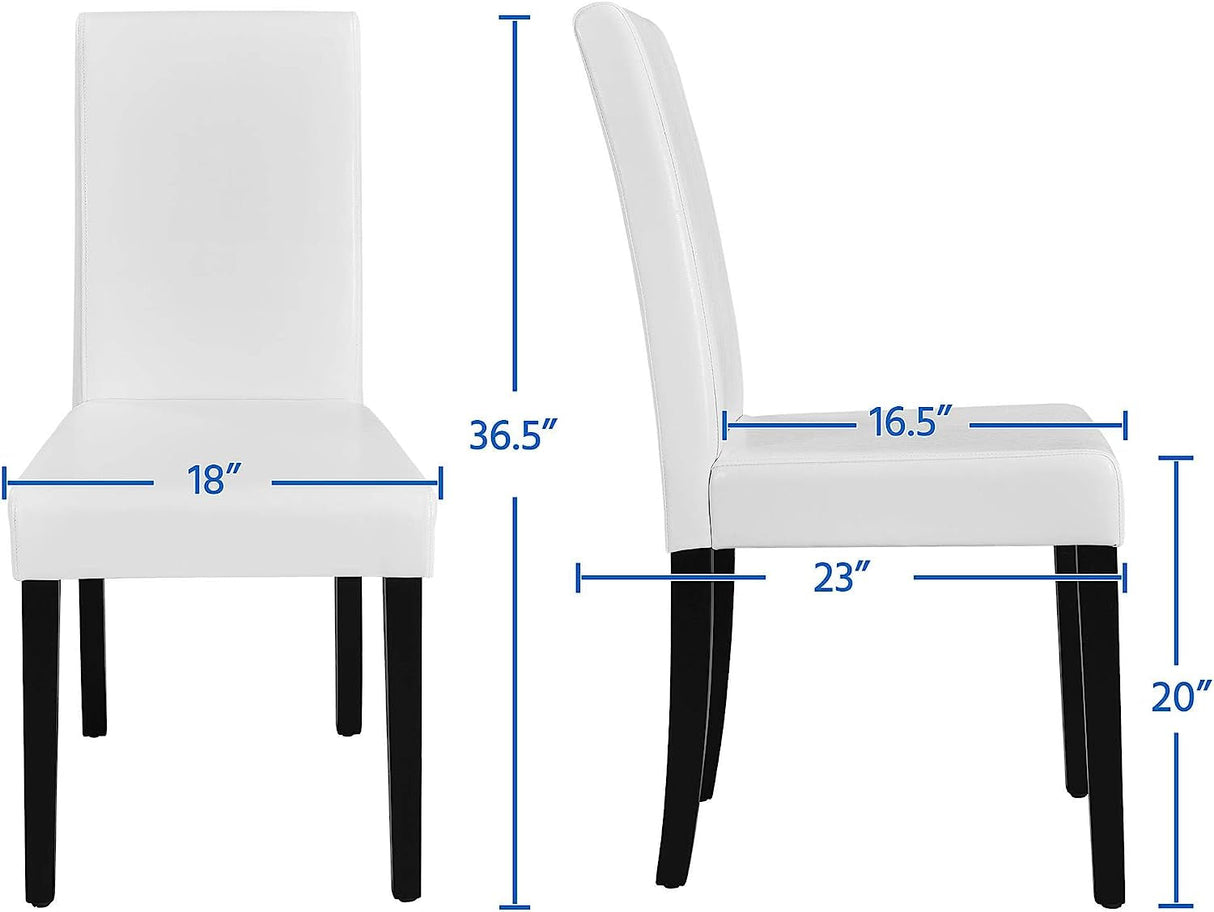 Set of 4 Modern Parson Chairs, Faux Leather, White-2