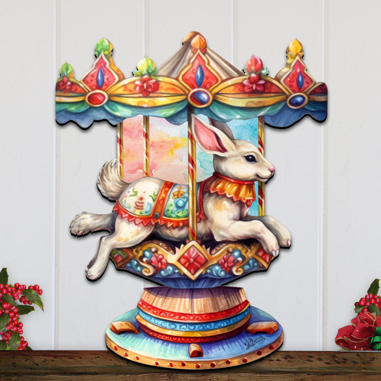 Carousel Bunny Holiday Door Decor by G. Debrekht - Christmas Decor - 8611026H