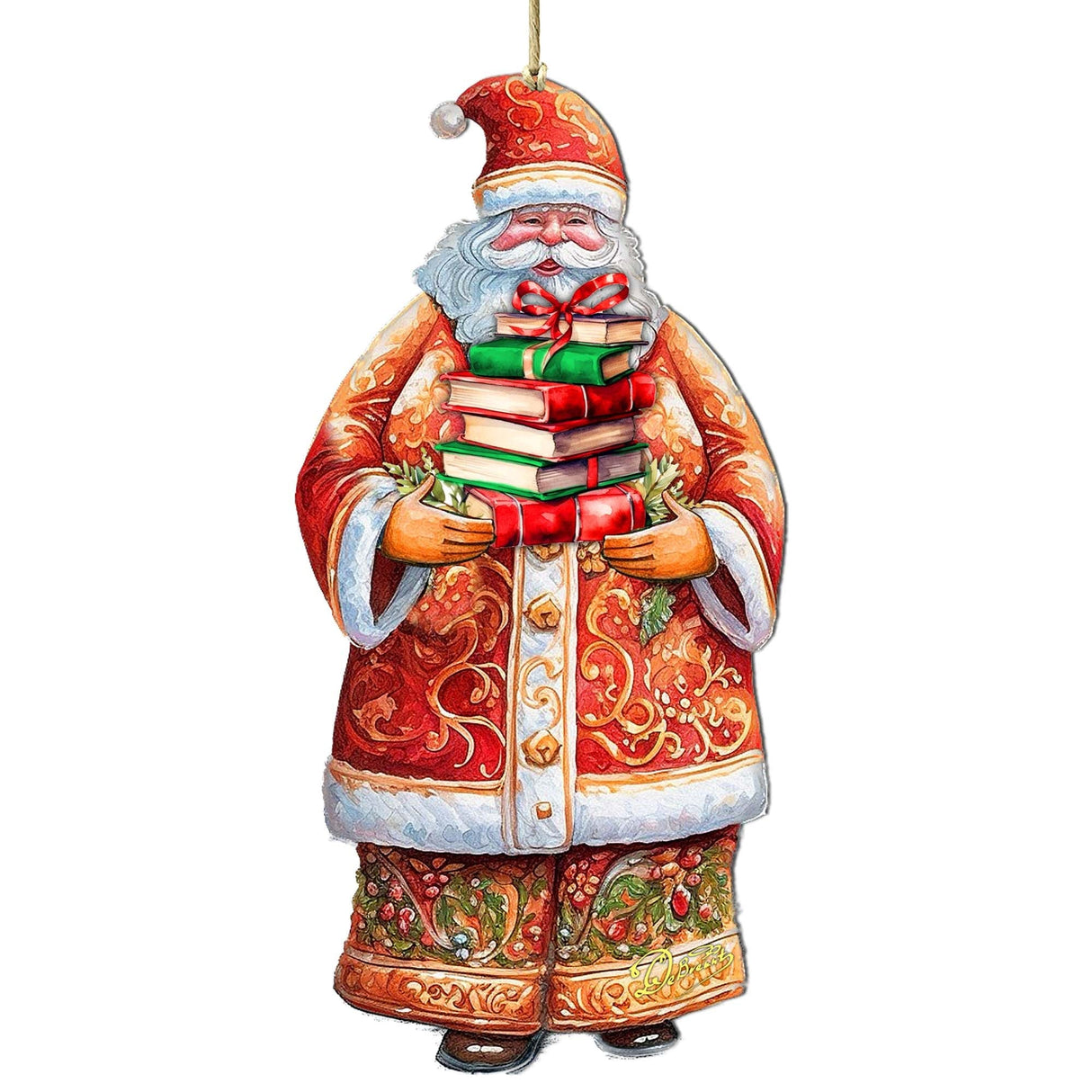 Adornos de madera de la colección de libros de Papá Noel de G. Debrekht - Decoración navideña de muñeco de nieve de Papá Noel - 8691405
