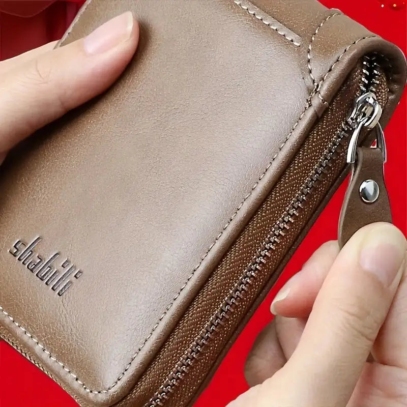 Fashionable Men's Wallet, Short Casual, Retro Zipper Youth European And American Fashion Wallet, Large Capacity, Super Practical - Lootquake