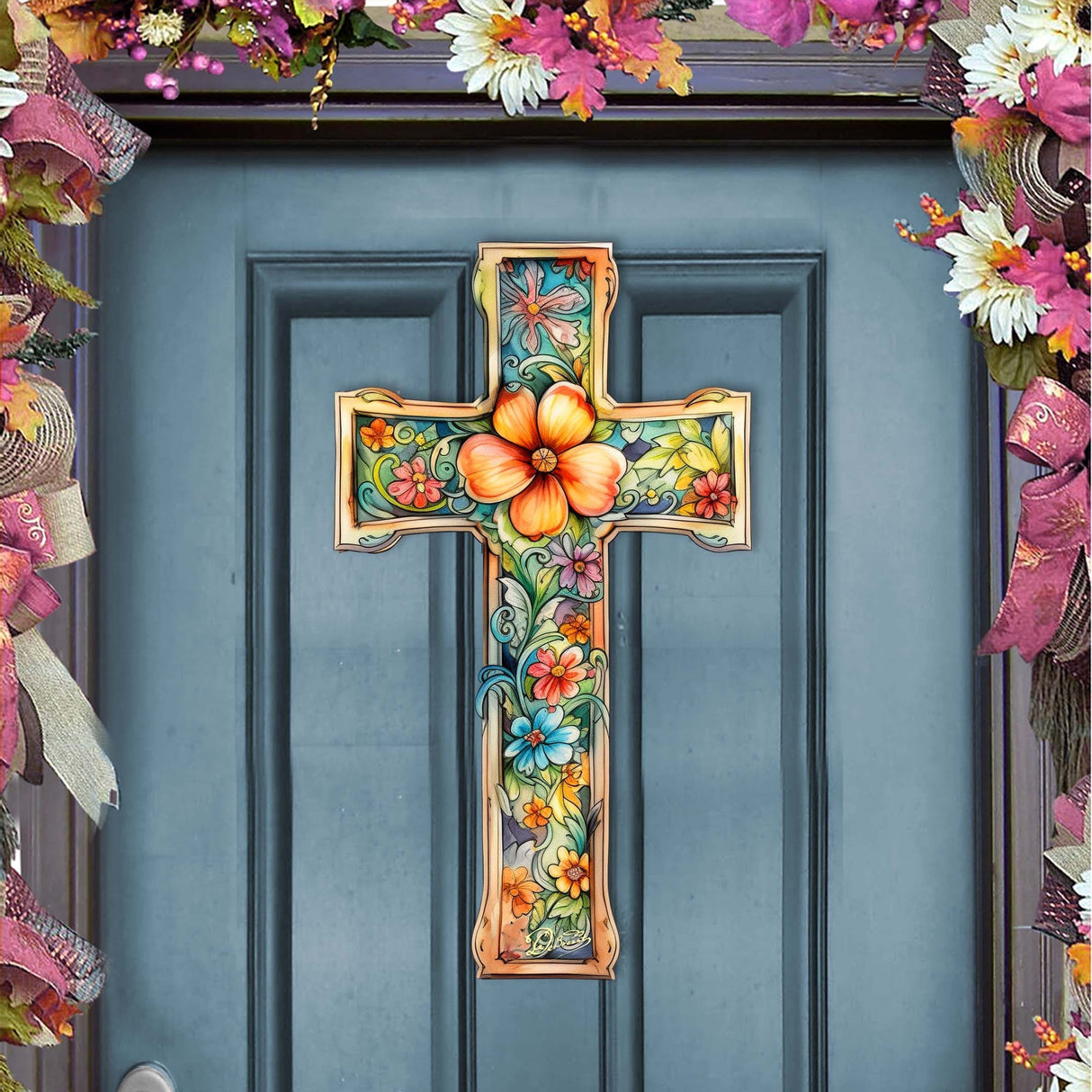 Blossom Cross Holiday Door Decor by G. Debrekht - Easter Spring Decor - 8688165H