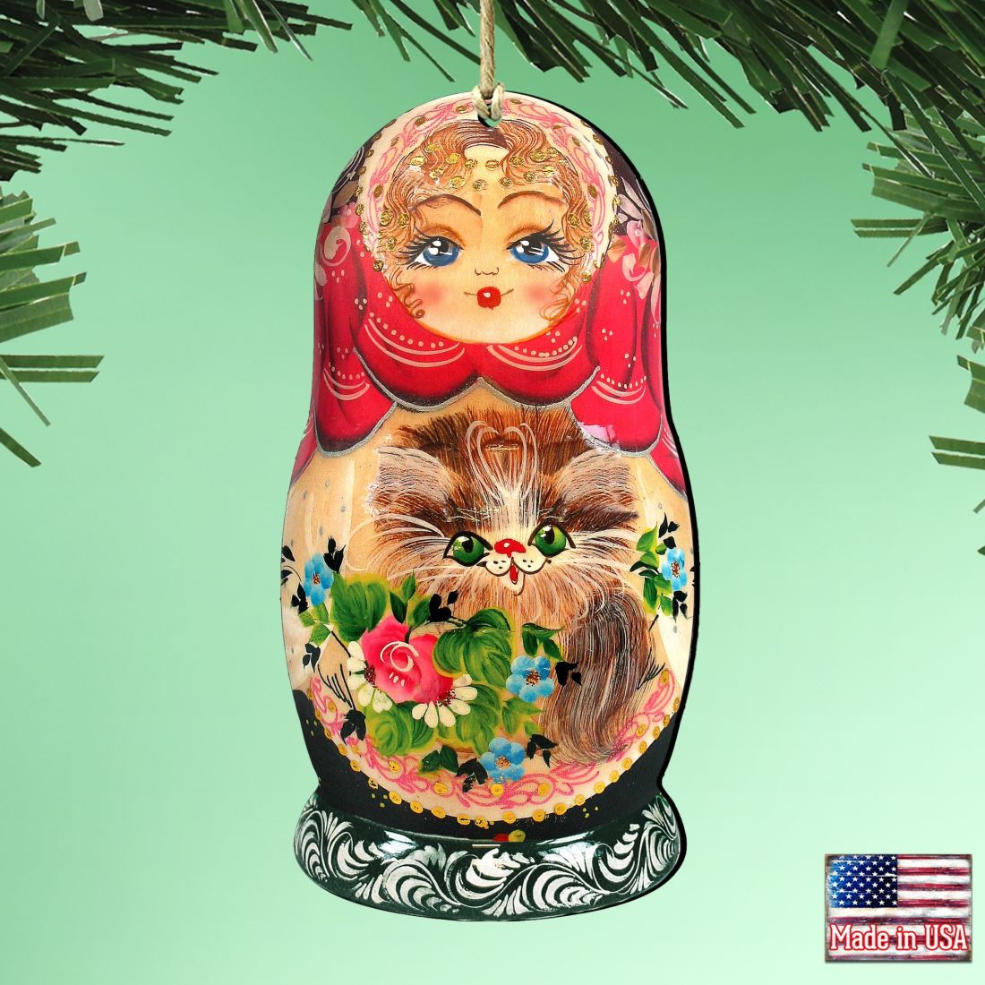 Nesting Doll Wooden Ornaments by G. DeBrekht - Christmas Santa Snowman Decor - 8115059