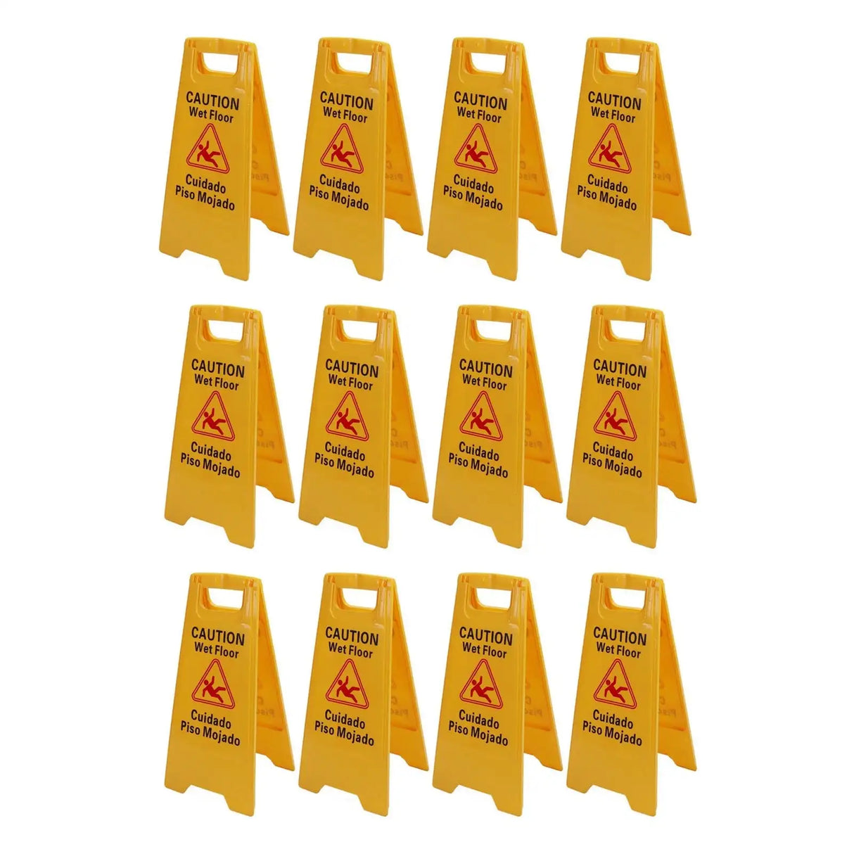 12Pcs Wet Floor Sign Foldable A Frame Caution Floor Sign Plastic 2 Sided for Indoor Outdoor - Lootquake