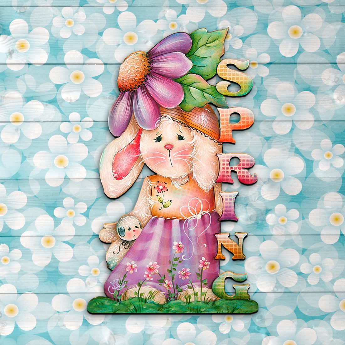 Bunny Decorative Easter Door Decor by Jamie Mills-Price - Easter Spring Decor - 8457604H