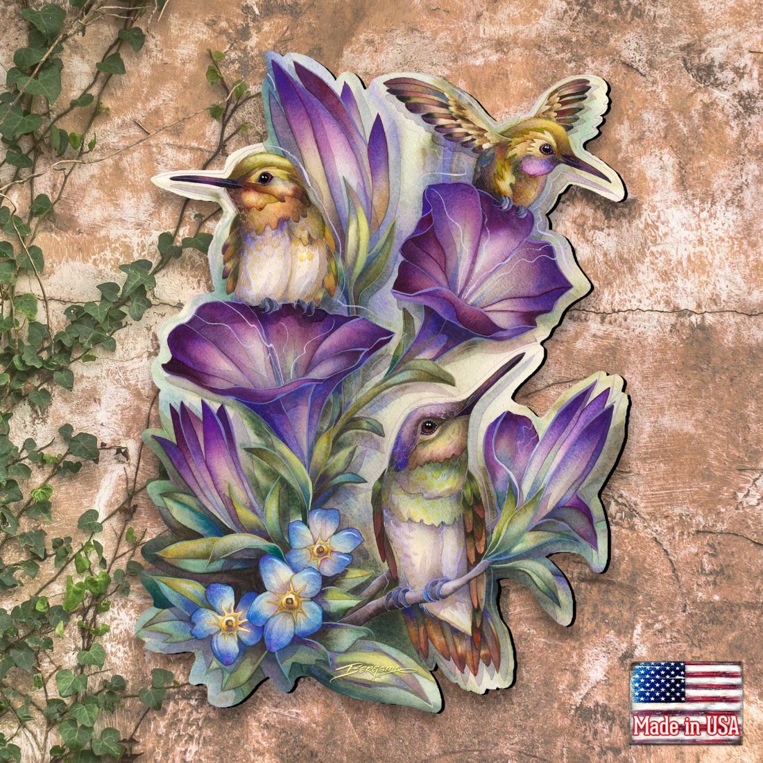 Everlasting Friendship Hummingbirds Wall Art by J. Bergsma - Wildlife Holiday Decor - 8591936W-JB