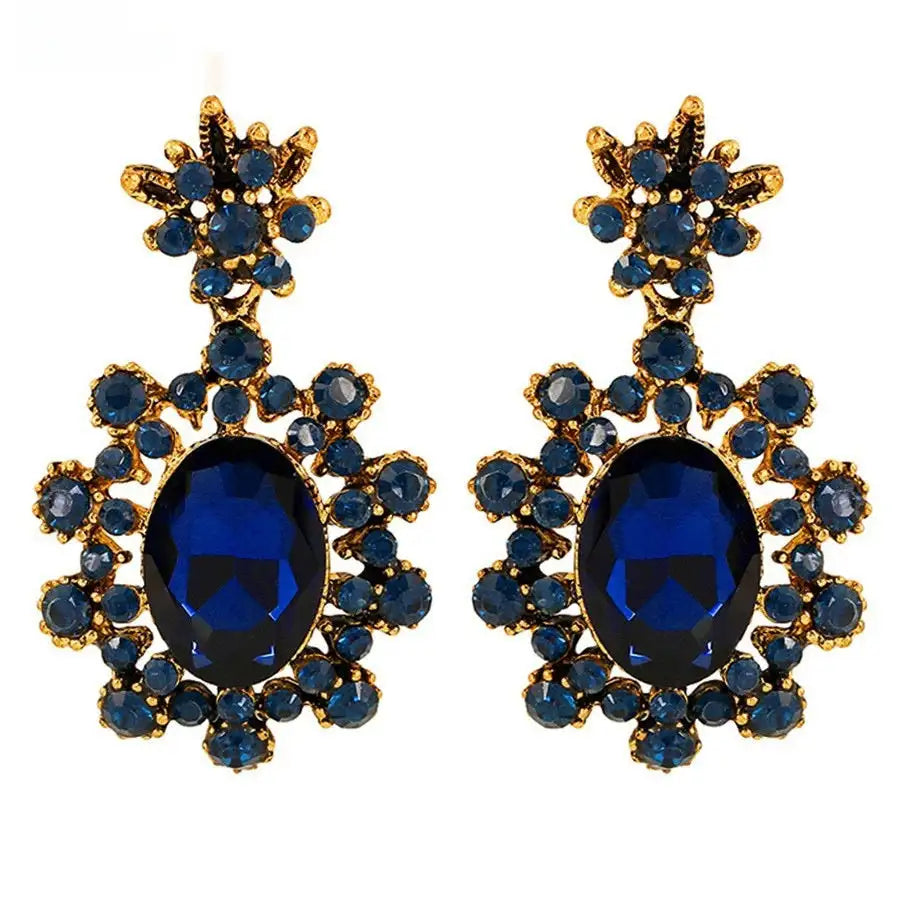 European And American Fashion Cool Vintage Sapphire Stud Earrings - Lootquake