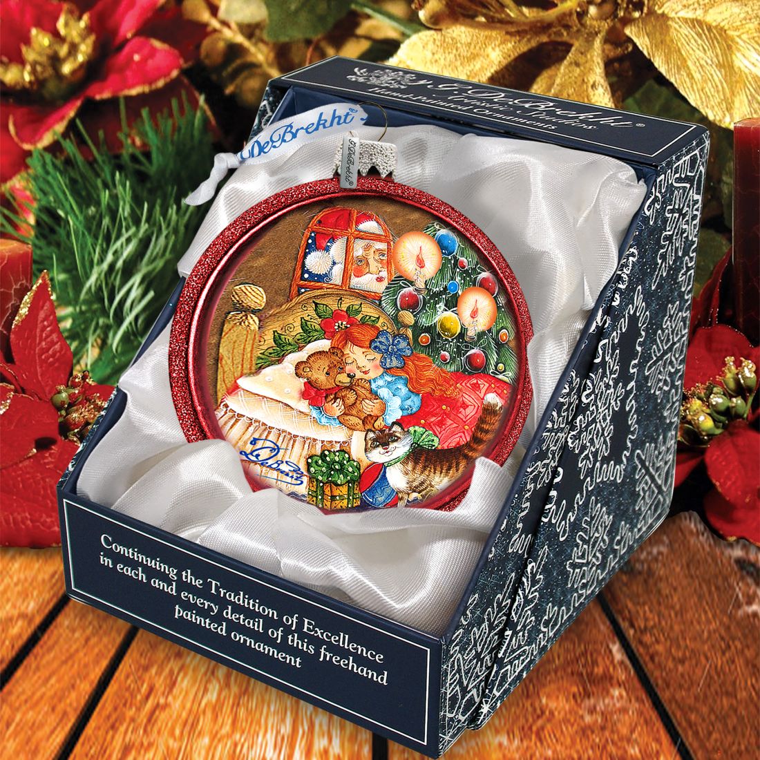 Adorno de cristal para la Nochebuena de G. DeBrekht - Decoración navideña de Papá Noel y muñeco de nieve - 764-016