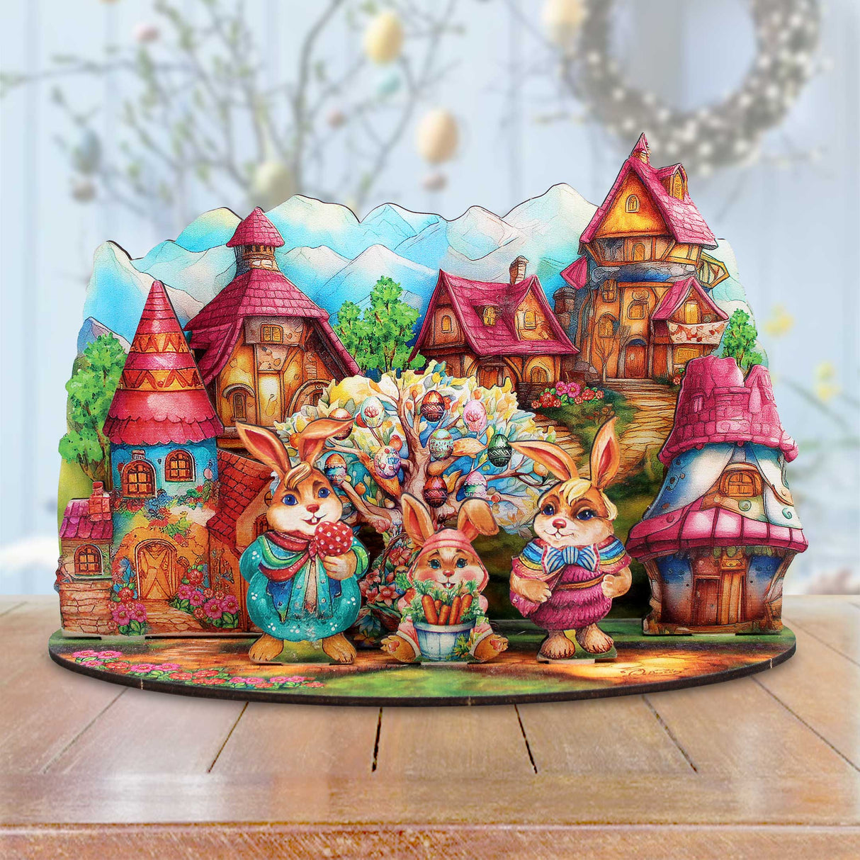 Easter Bunny Village Decorative Village Set by G. Debrekht Easter Spring Decor - 852769