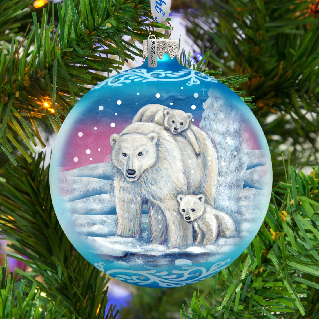 Polar Family Ball Glass Ornament by G. DeBrekht - Wildlife Holiday Decor - 73322