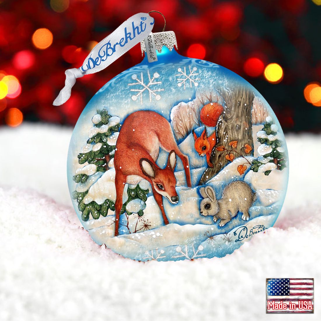 Forest Fends Ball Glass Ornament by G. DeBrekht - Wildlife Holiday Decor - 73412
