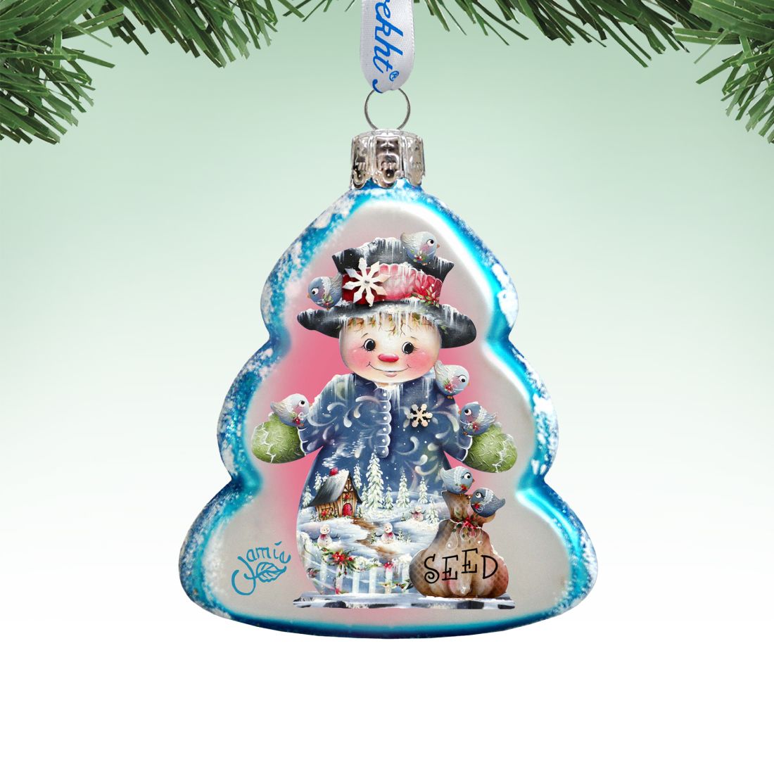 Adorno de vidrio de mercurio con forma de muñeco de nieve de Jamie Mills-Price - Decoración navideña de Papá Noel - 778206-7511