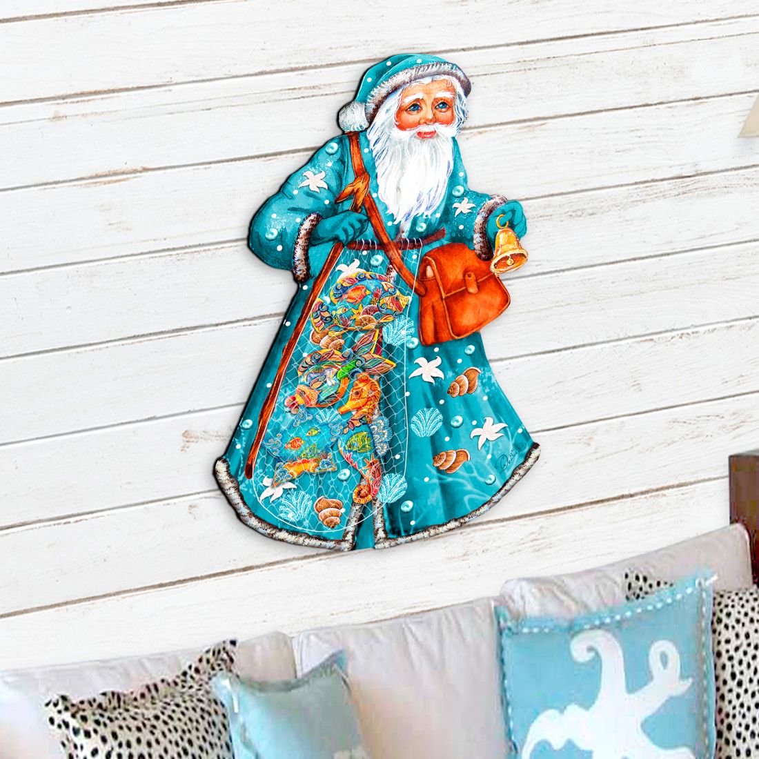 Fishermen Santa Coastal Door Decor by G. DeBrekht - Coastal Holiday Decor - 8124120-2H