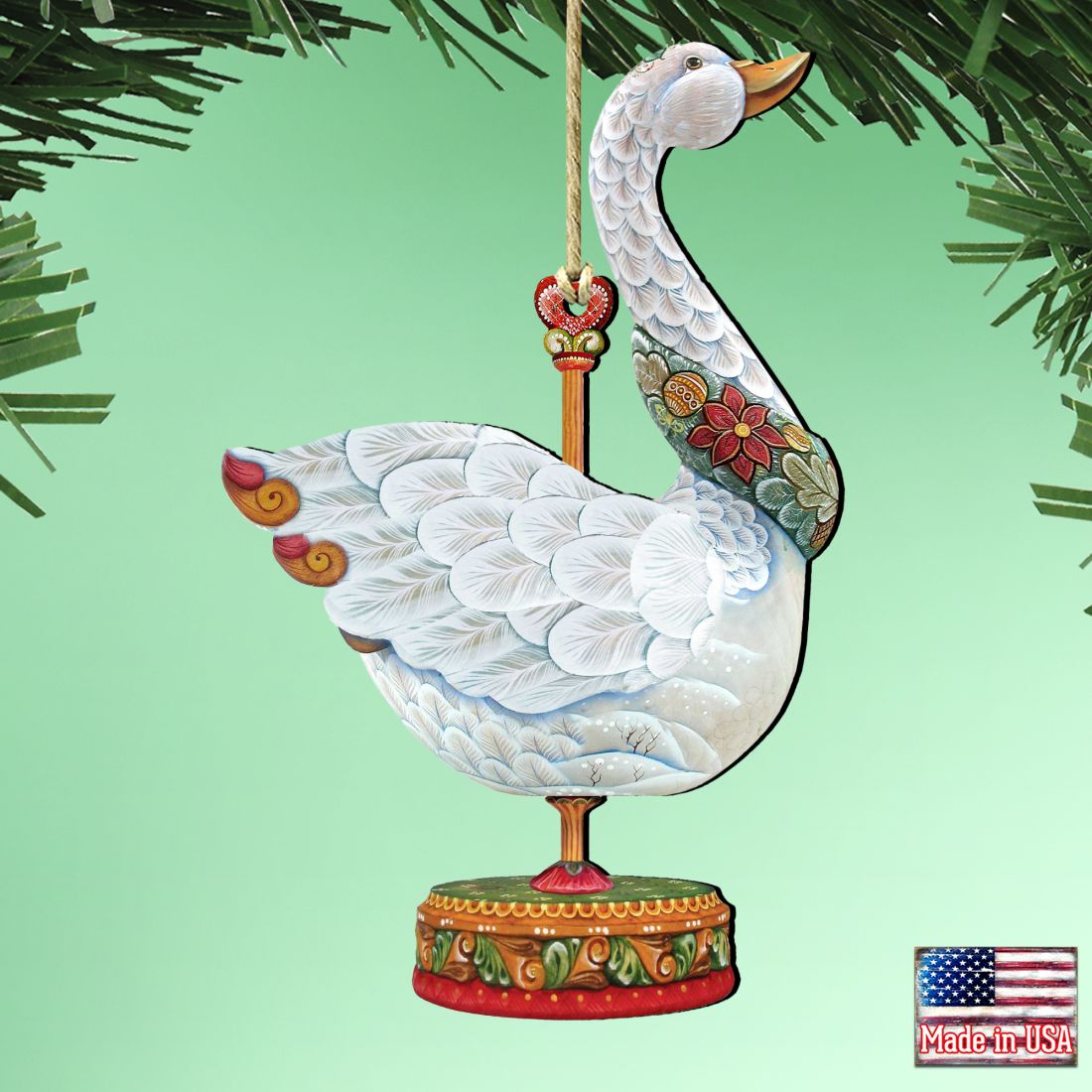 Carousel Goose Christmas Wooden Ornaments by G. DeBrekht - Carousel Holiday Decor - 8114039