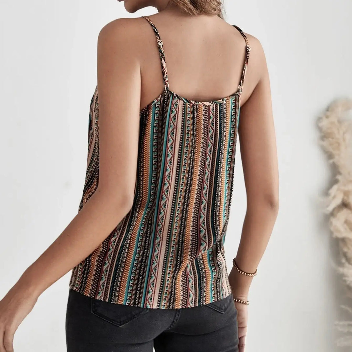 Ladies' Fashionable Geographical Print Retro Camisole Top - Lootquake