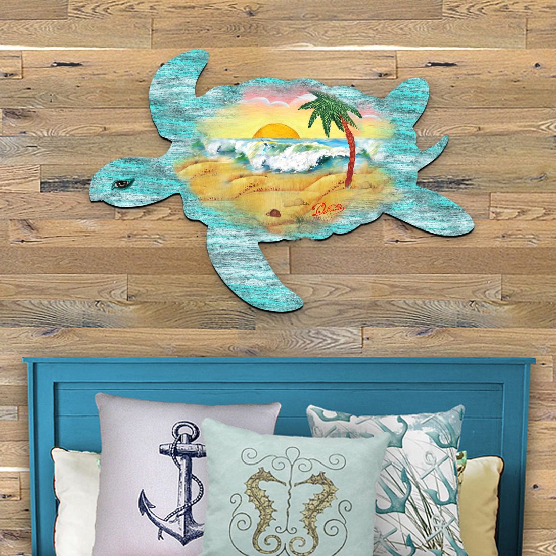 Sea Turtle Coastal Door Decor by G. DeBrekht - Coastal Holiday Decor - 8198518H