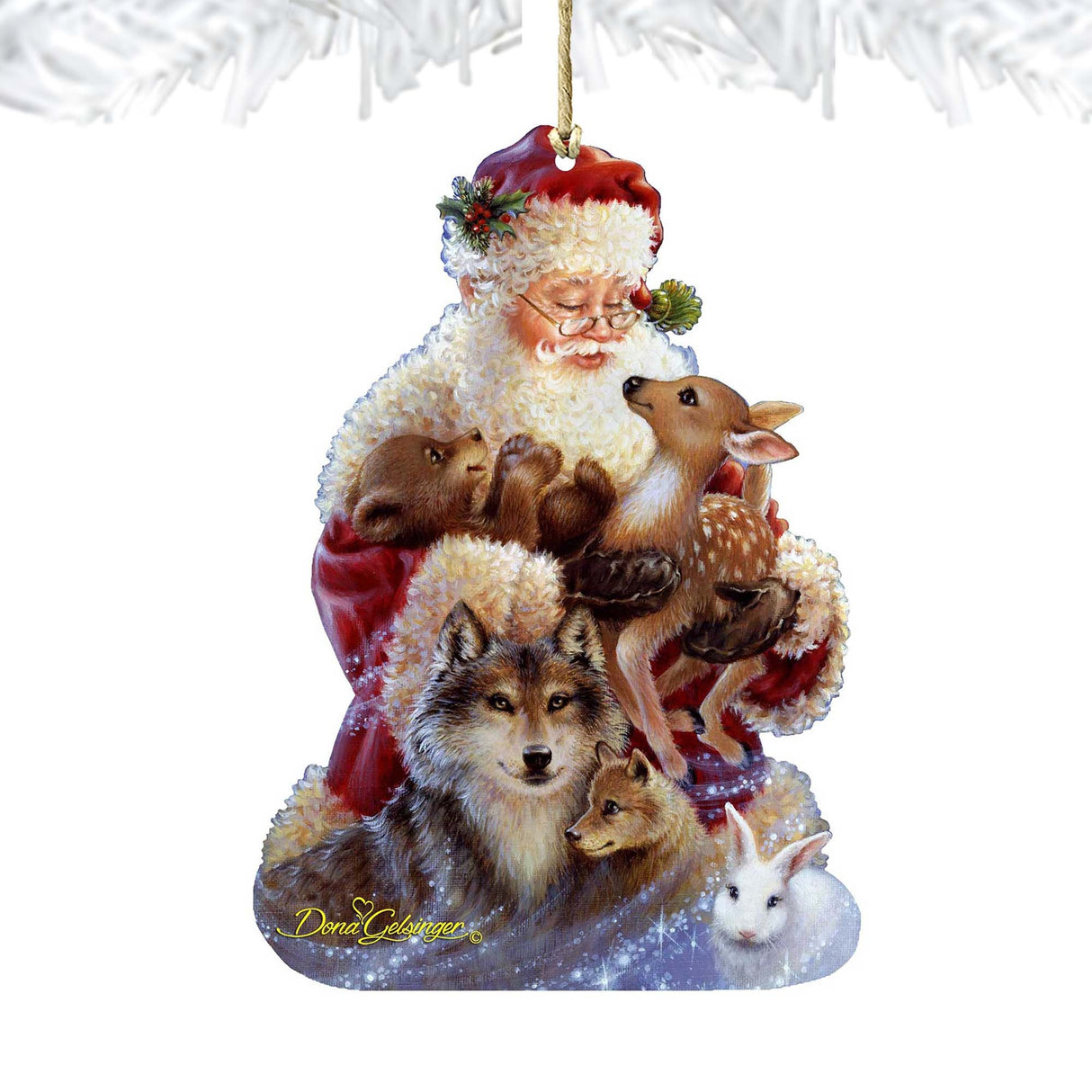 Adornos de madera de Santa Claus Little Friends de Gelsinger - Decoración navideña de muñeco de nieve de Santa Claus - 8161012-9914