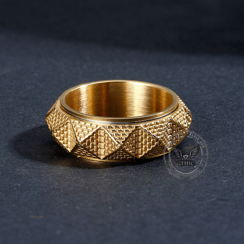 Egyptian Pyramid Stainless Steel Spinner Ring