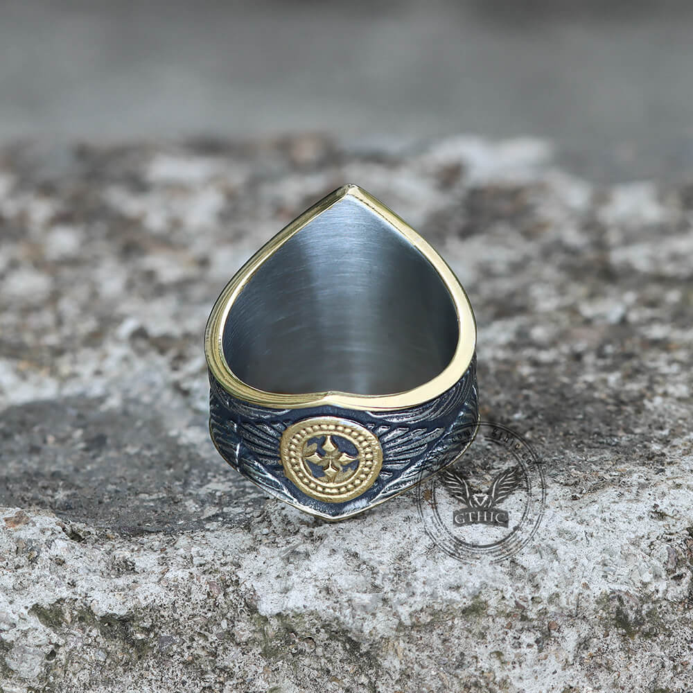 Anillo de acero inoxidable con estrella de 8 puntas