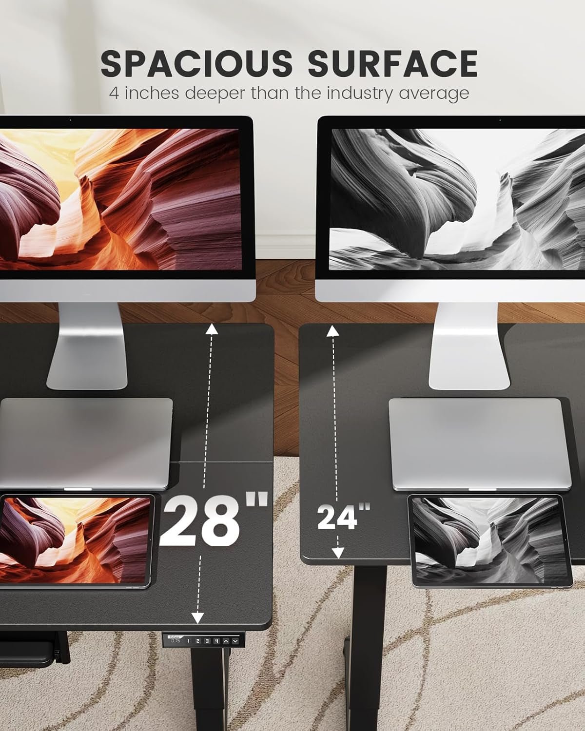 Electric Standing Desk with Adjustable Height Keyboard Tray-2