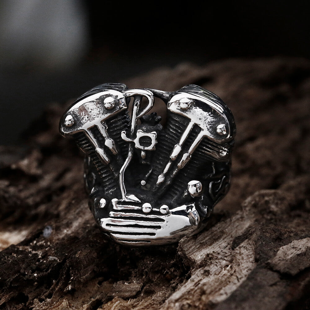 Engine Wrench Stainless Steel Skull Ring