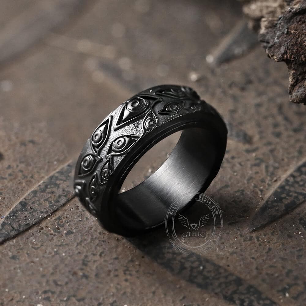Evil Eye Stainless Steel Spinner Ring