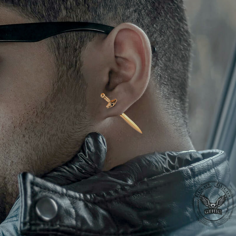 Eye of Providence Sword Stainless Steel Stud Earring