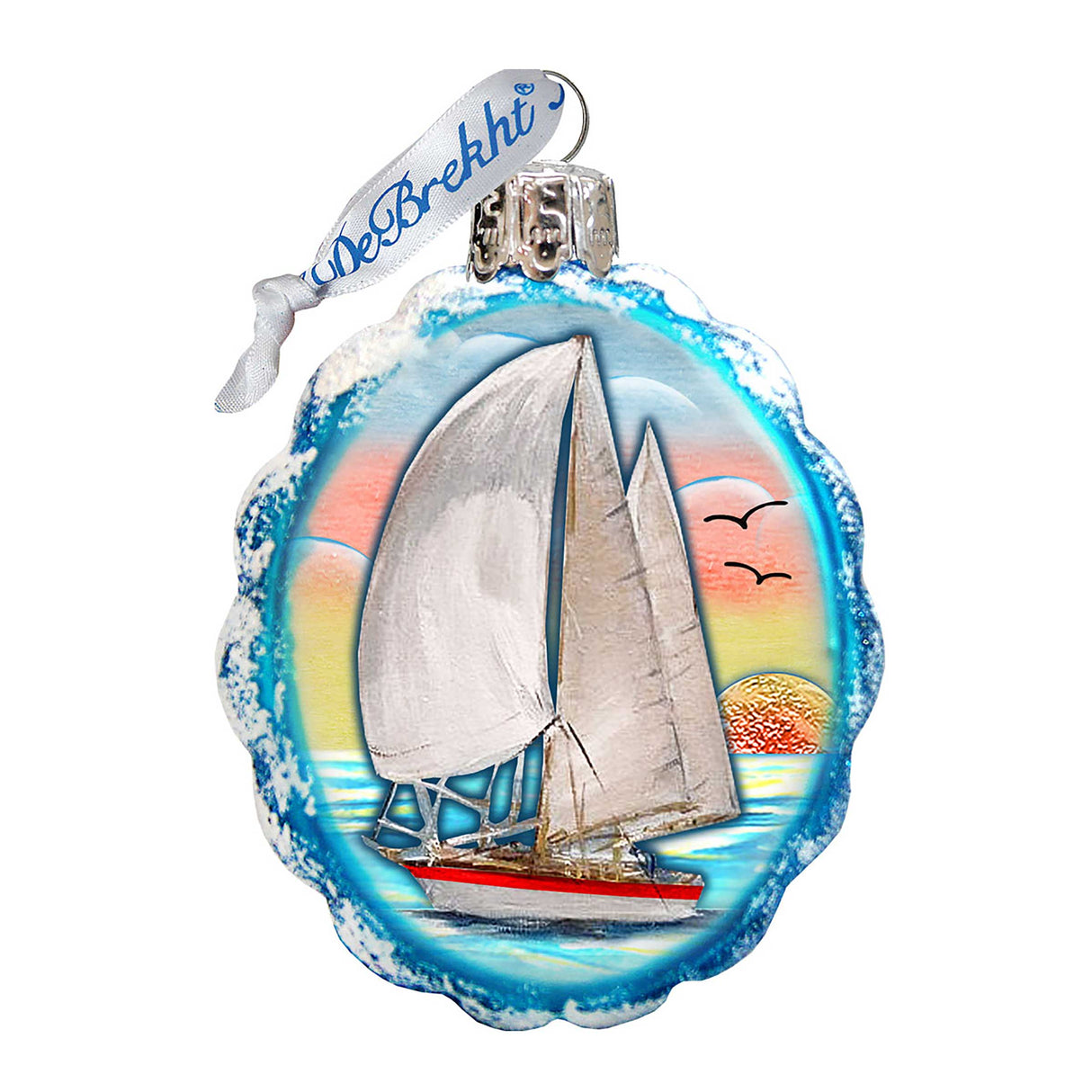 Flower Sailboat Mercury Glass Ornament by G. DeBrekht - Wildlife Holiday Decor - 777371
