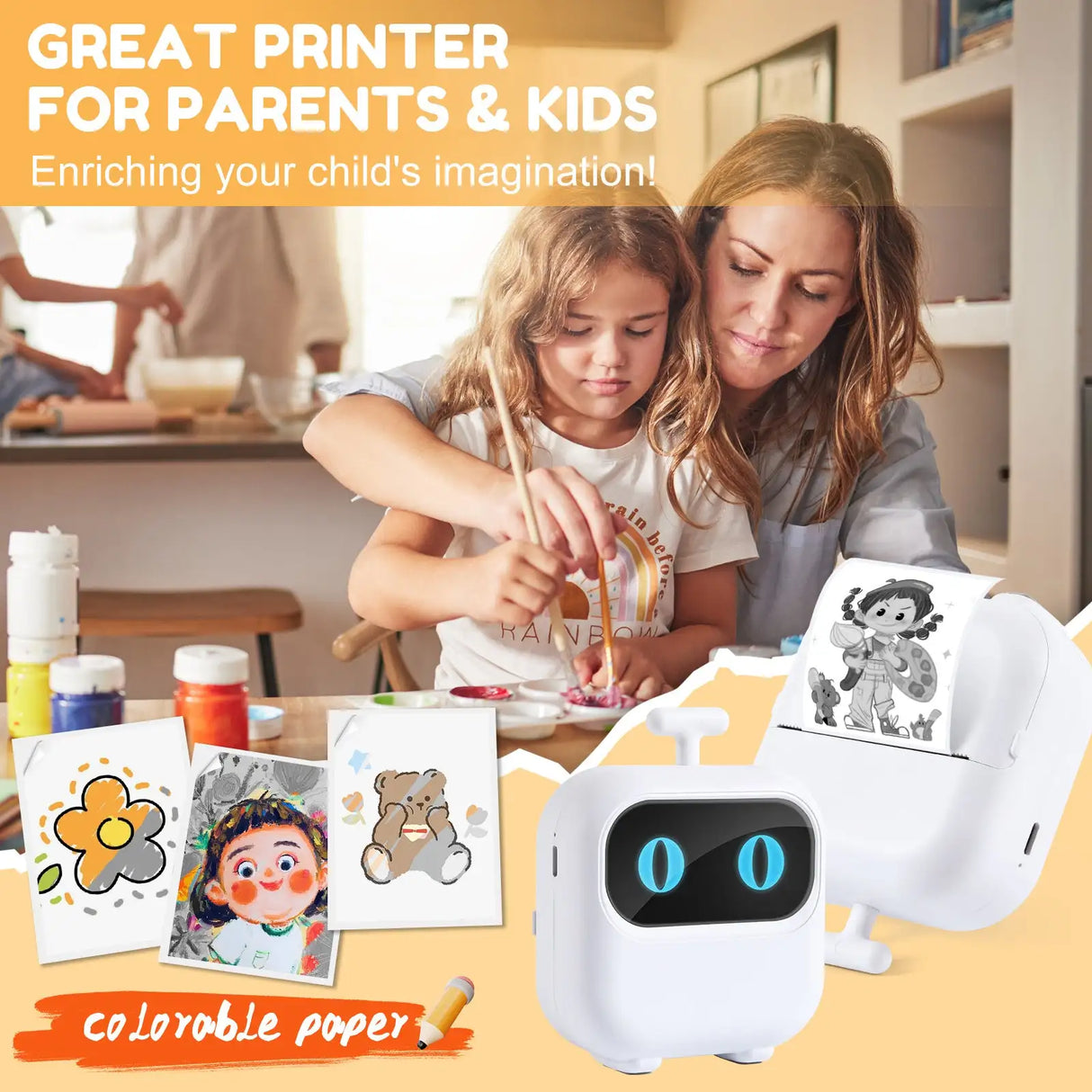Mini Printer, All Purpose Sticker Maker With Thermal Papers, Bluetooth Portable Printer All Purpose - Lootquake