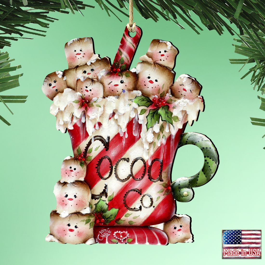 Marshmallow Cocoa Company Wooden Ornaments by Jamie Mills-Price - Christmas Decor - 8457513