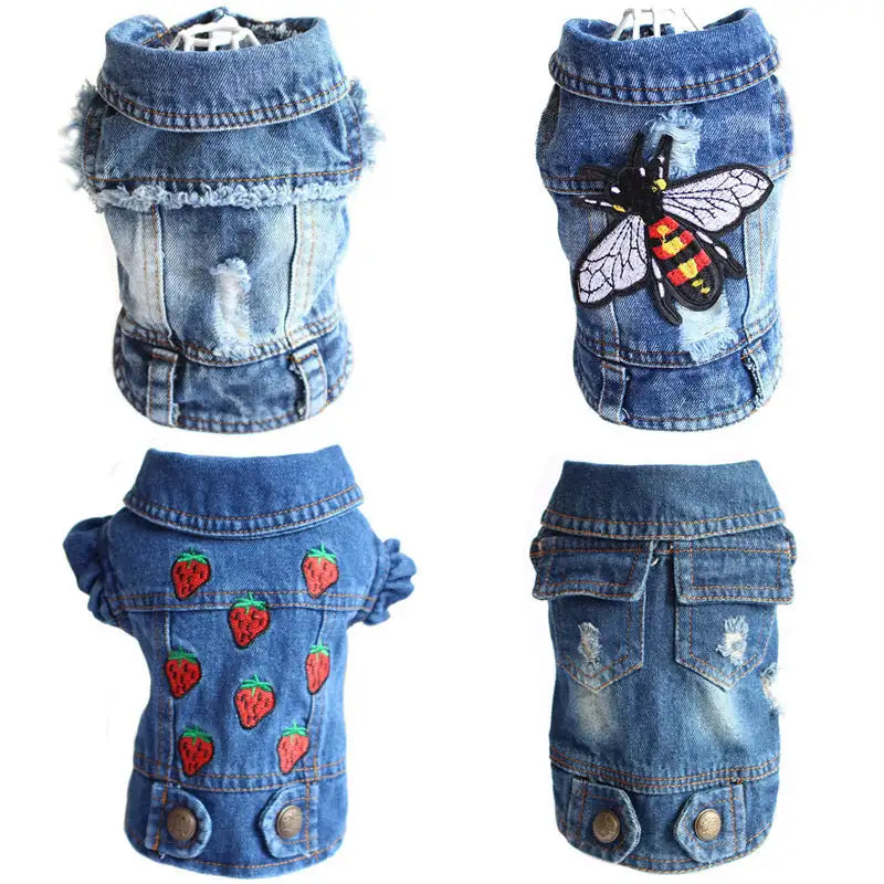 Designer Dog Clothes Small Dog Denim Jacket Coat Cat Costume Puppy Jeans Vest Spring Clothing - Lootquake