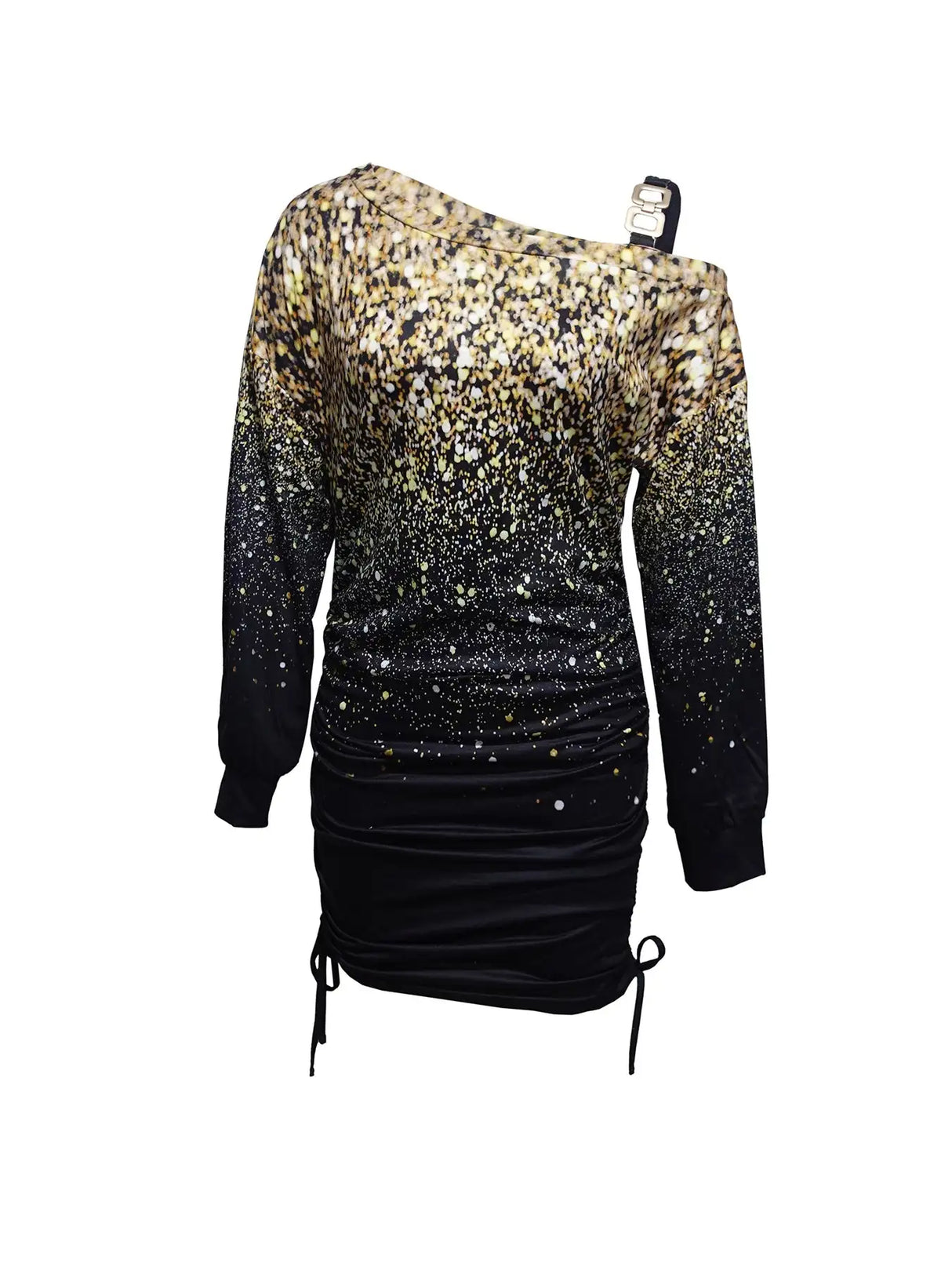 Ladies' Printed Off Shoulder Casual Bag Hip Dress - Lootquake