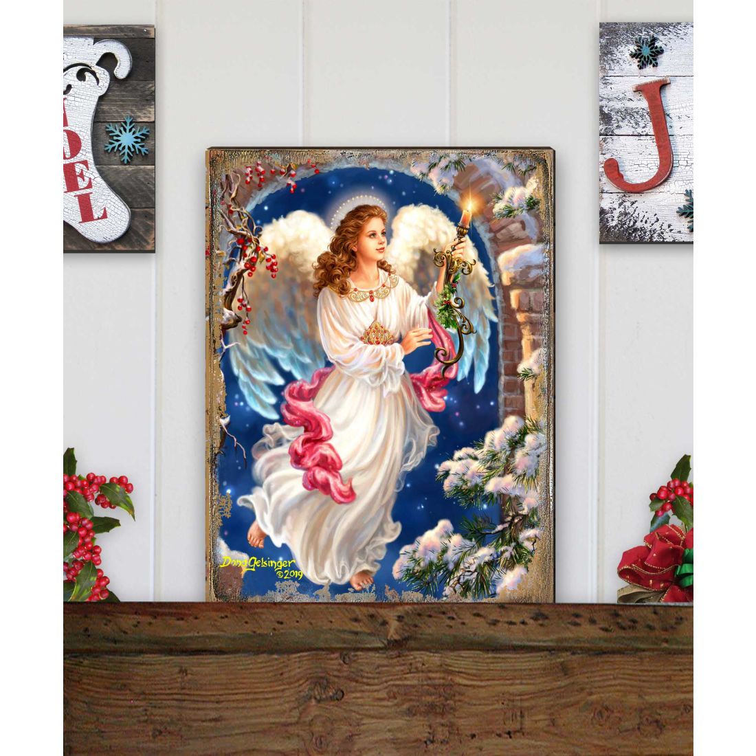 Angel in the Arch Wooden Wall Art by D. Gelsinger - Nativity Holiday Decor - 95664B-1322