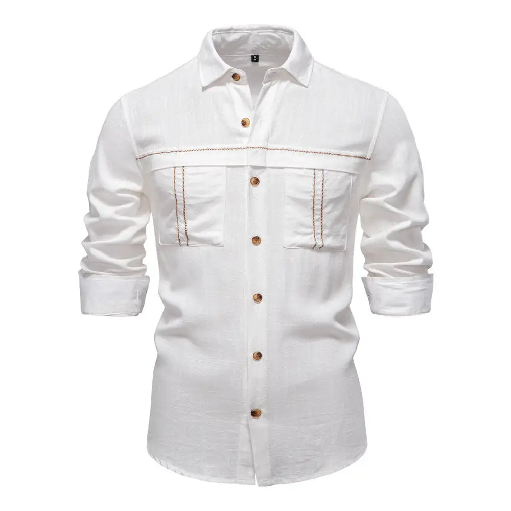 Men's Long Sleeve Shirt With Pocket Decoration - Lootquake
