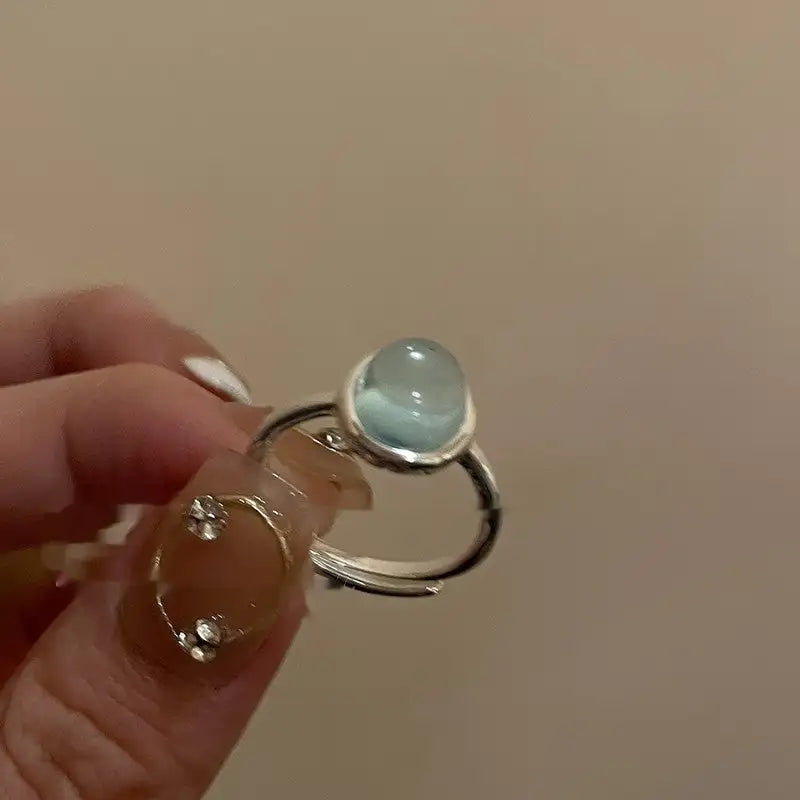 Small Pieces Of Silver Natural Stone Open Ring For Women - Lootquake