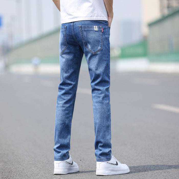Spring And Summer Denim Trousers Men's Slim Straight Stretch - Lootquake