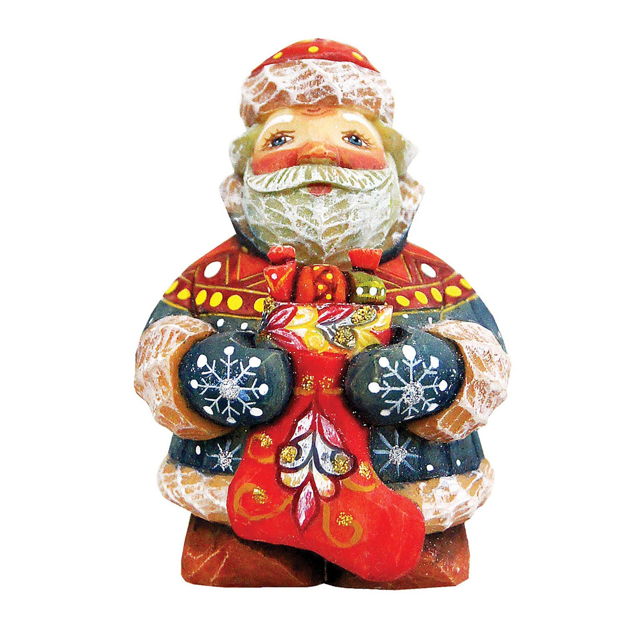 Figura navideña apilable de Papá Noel, esculpida y pintada a mano por G. DeBrekht - Decoración navideña de muñeco de nieve de Papá Noel - 651828