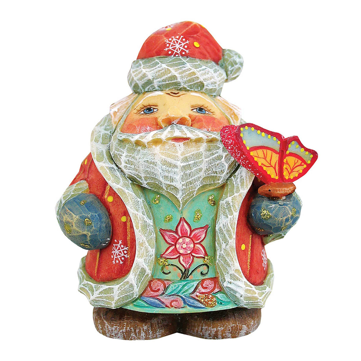 Spring Butterfly Santa Sculpted Hand-Painted Christmas Figurine by G. DeBrekht - Easter Spring Decor - 651826