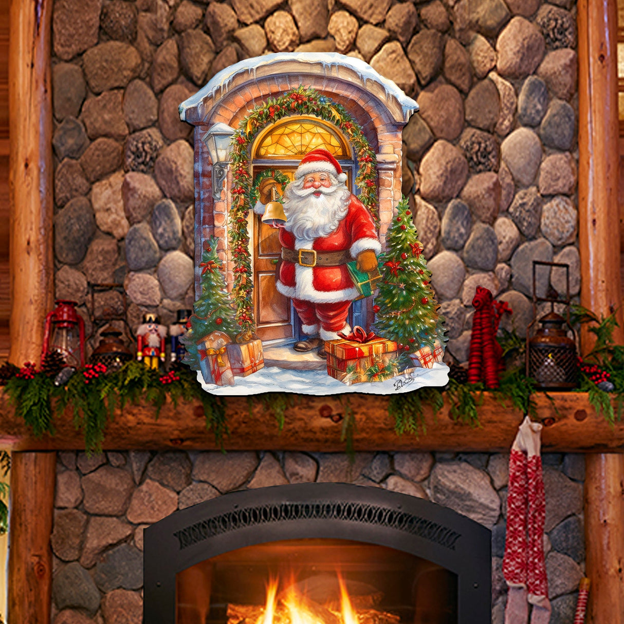Knocking the door Santa Holiday Door Decor by G. Debrekht - Christmas Decor - 8611044H