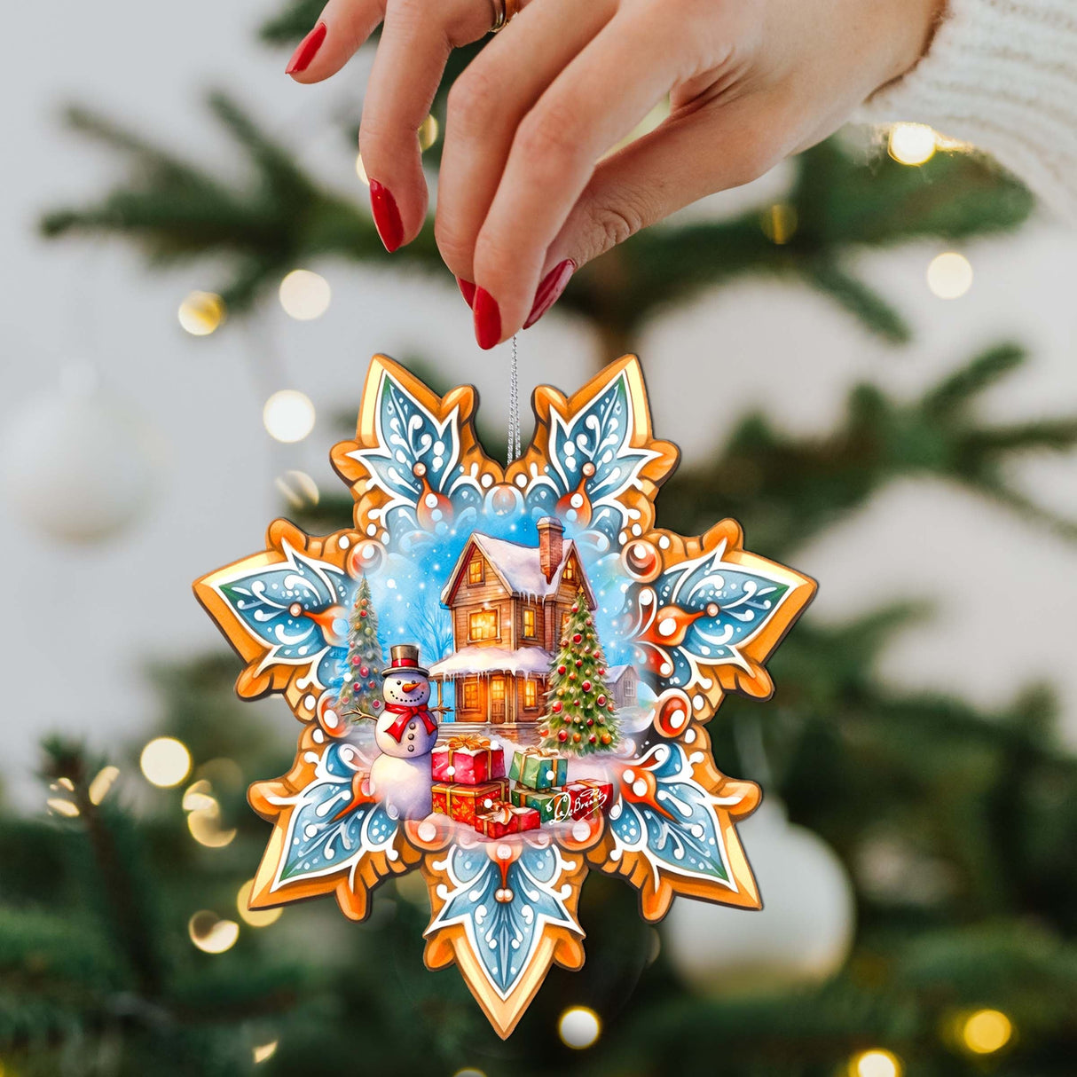 Adornos de madera con forma de copo de nieve de G. Debrekht - Regalos para muñecos de nieve - Decoración navideña de Papá Noel - 8688404