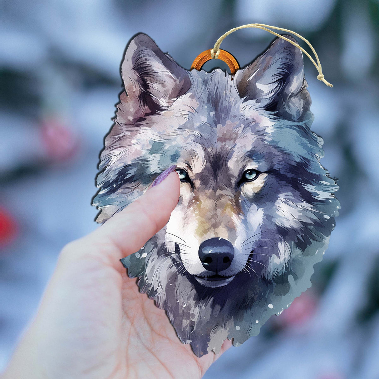 Adornos de madera con cara de lobo de Alaska de G.Debrekht - Decoración navideña con temática de vida silvestre - 8710125-1