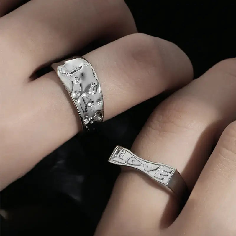 Irregular Texture Letter Open Ring Simple Bracelet - Lootquake