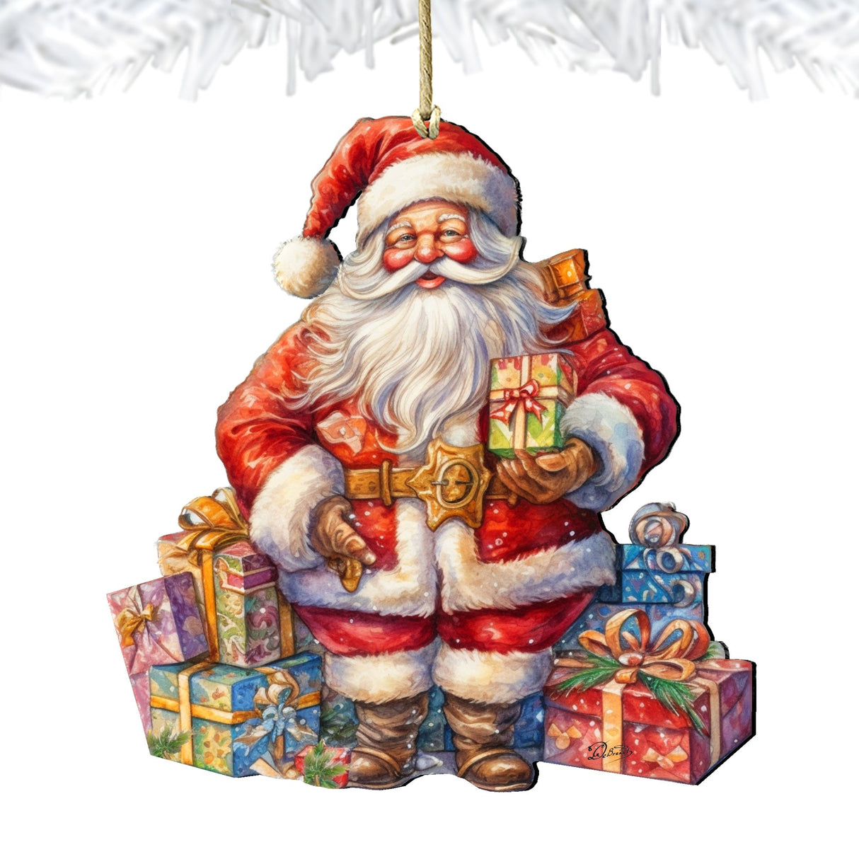 Adornos de madera "La alegría de regalar" de G. Debrekht: Decoración navideña de Papá Noel y muñeco de nieve - 8611081